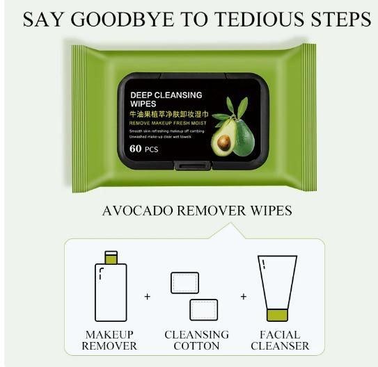 Avocado Makeup Remover Wipes (60 Pcs)